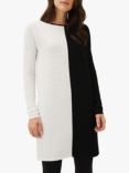 Phase Eight Sherrie Ribbed Colourblock Jumper Dress, Black/Ivory