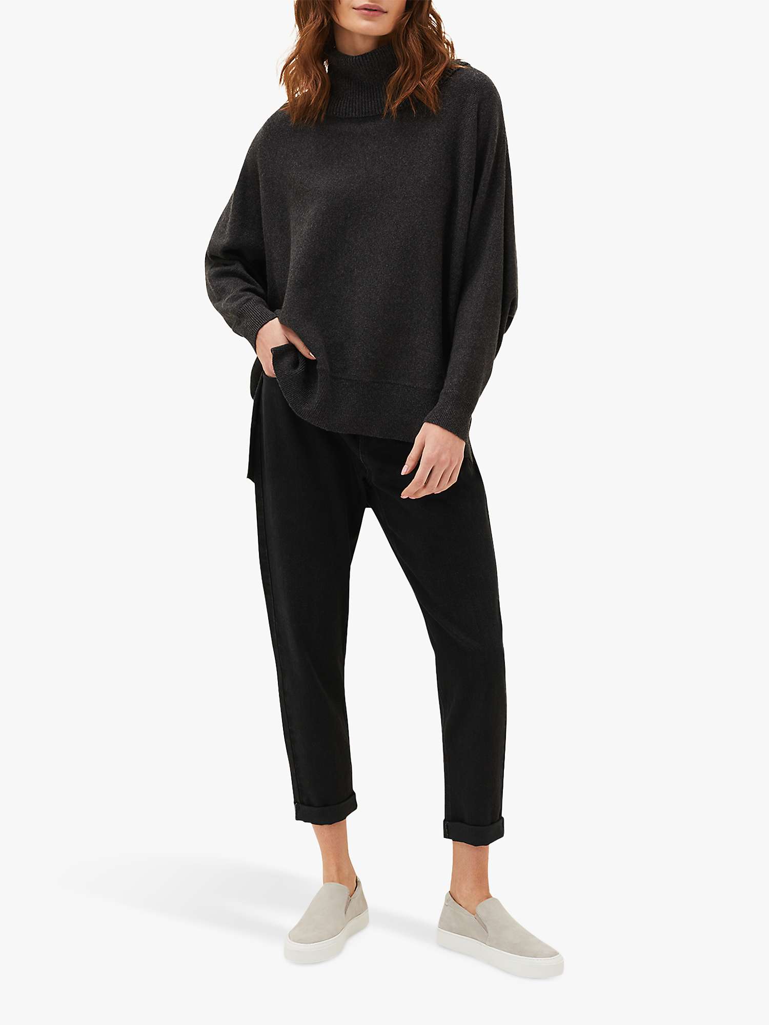 Buy Phase Eight Palmer Roll Neck Jumper, Charcoal Online at johnlewis.com