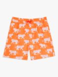 John Lewis & Partners Kids' Tiger Recycled Polyester Swim Shorts, Hot Orange