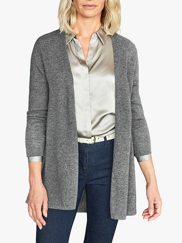 Pure Collection Gassato Cashmere Swing Cardigan, Soft Charcoal