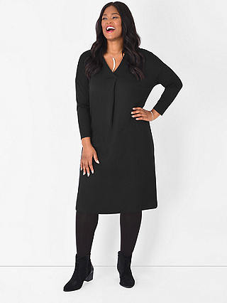 LIVE by Live Unlimited Curve Pleat Front Tunic Dress, Black