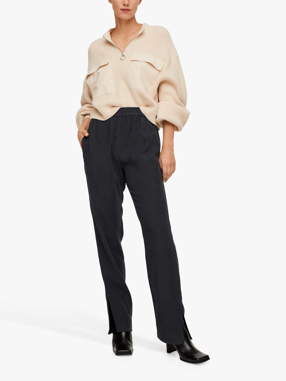 Mango Pablo-I Straight Cut Trousers, Grey