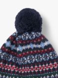 Trotters Baby Fair Isle Wool and Cashmere Blend Bobble Hat, Navy
