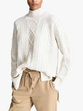 Reiss Nina Cable Knit Jumper, Cream