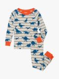 Hatley Kids' Dinosaur Stripe Organic Cotton Pyjamas, Multi