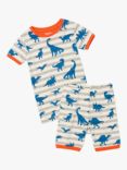 Hatley Kids' Dinosaur Stripe Organic Cotton Short Pyjamas, Multi