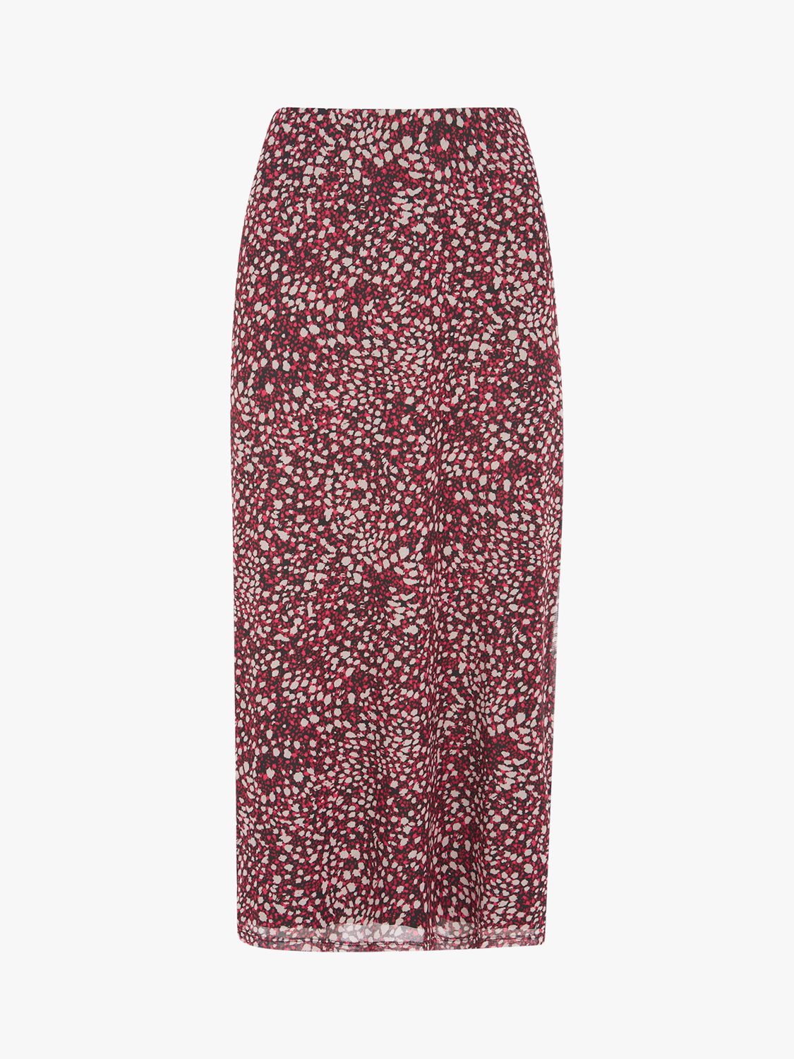 Mint Velvet Pippa Spot Print Mesh Midi Skirt, Red/Multi