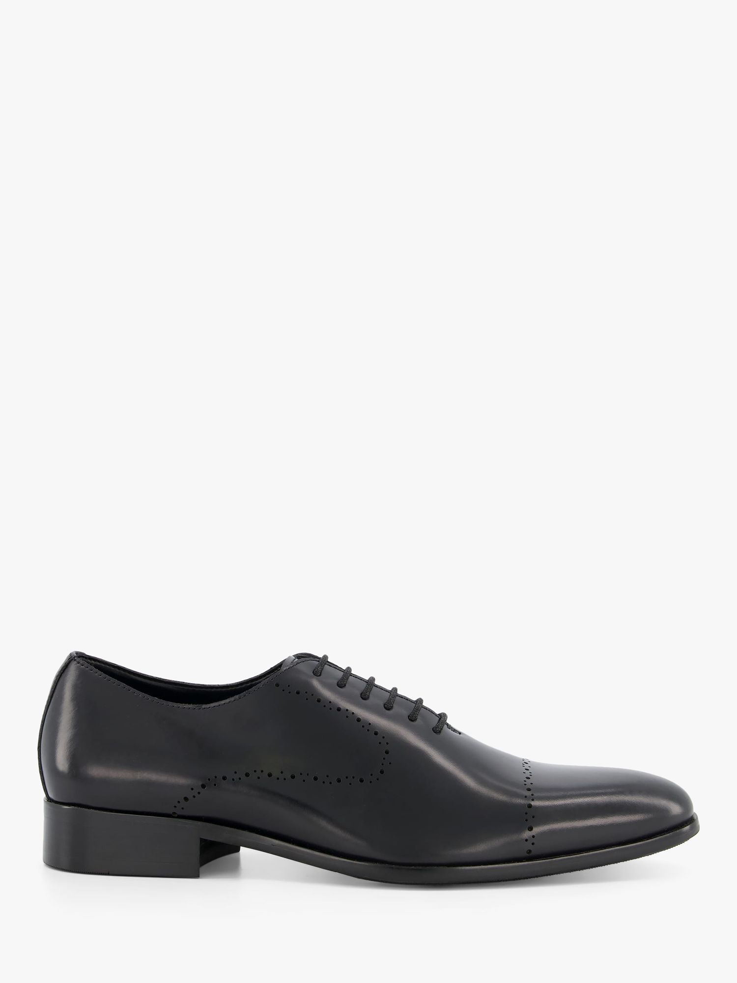 Dune Swoons Leather Gibson Shoes, Black at John Lewis & Partners