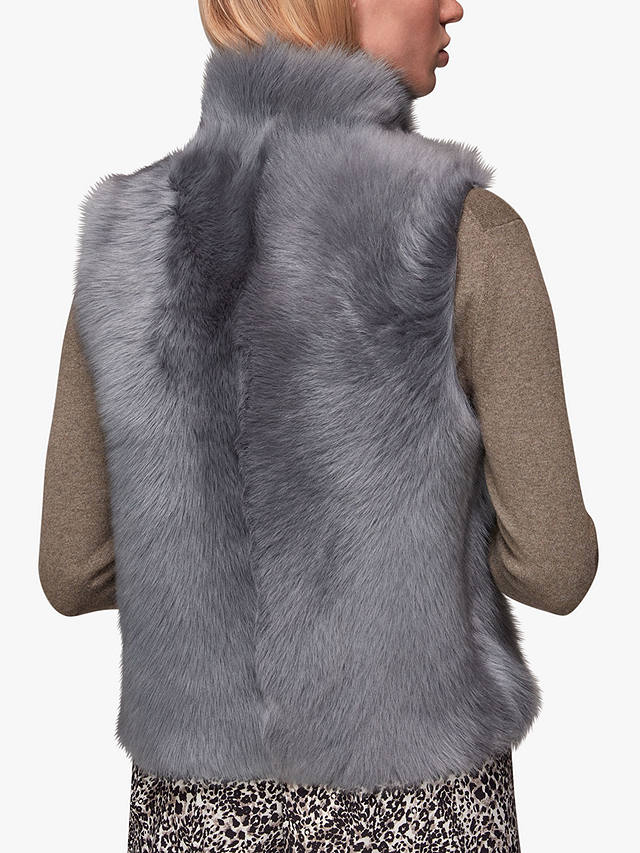 Whistles Toscana Sheepskin Leather Gilet, Grey, Grey