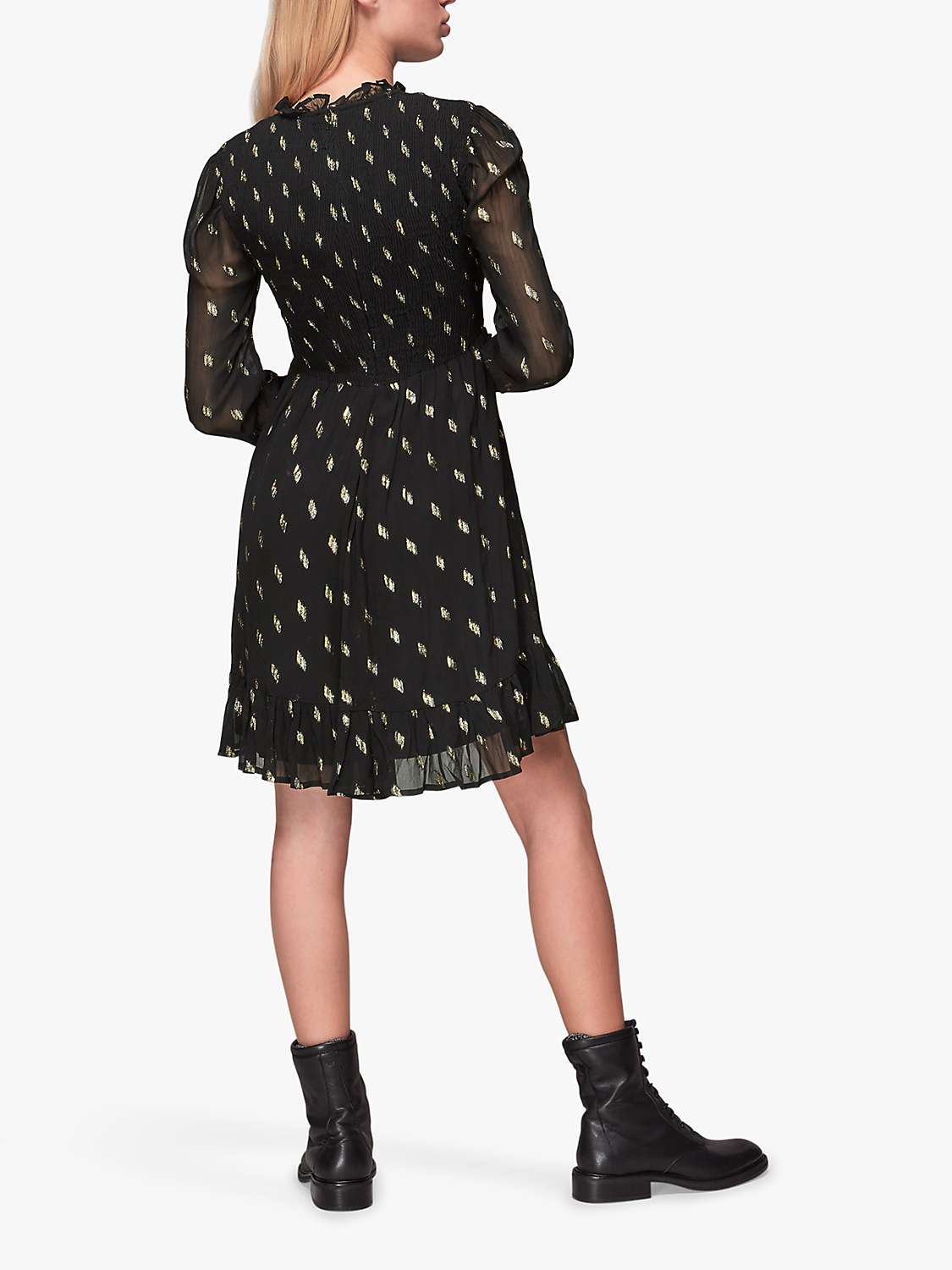 Buy Whistles Dobby Shirred Metallic Pattern Dress, Black/Multi Online at johnlewis.com