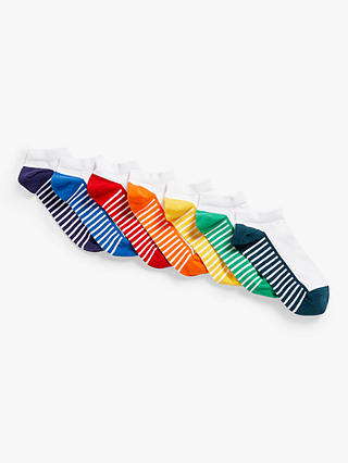 John Lewis Kids' Bright Stripe Trainer Liner Socks, Pack of 7, Multi