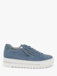 Gabor Heather Wide Fit Suede Flatform Trainers, Nautic