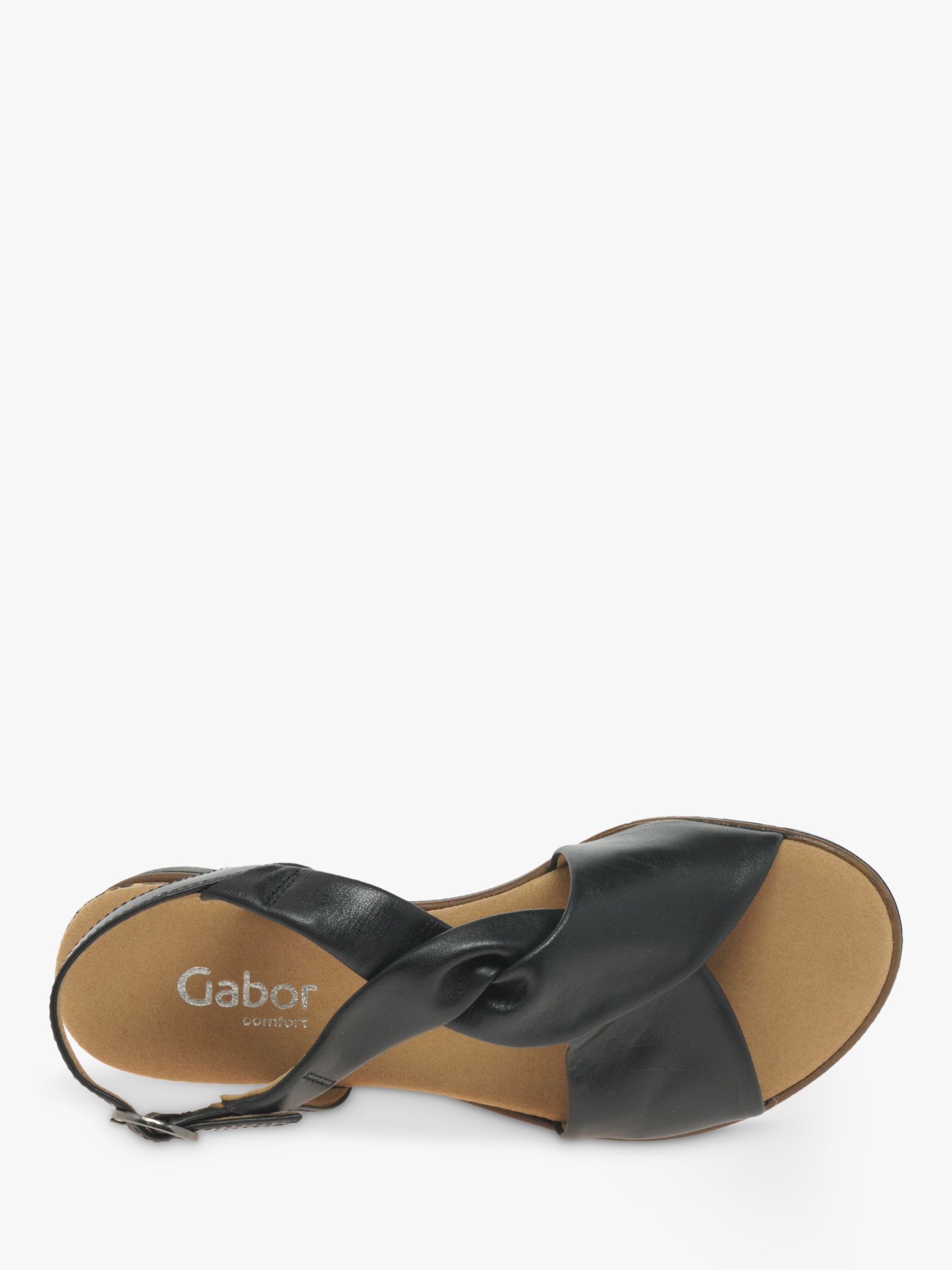 Gabor Rich Fit Leather Heel Sandals, Black at John Lewis & Partners