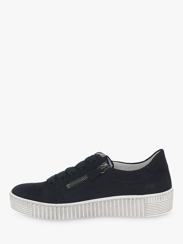 Gabor Wisdom Suede Flatform Trainers, Atlantic