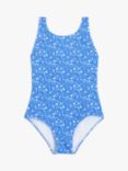 John Lewis Kids' Ditsy Floral Print Swimsuit, Blue/White