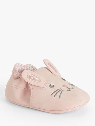 John Lewis Baby Bunny Slip-On Shoes, Pink