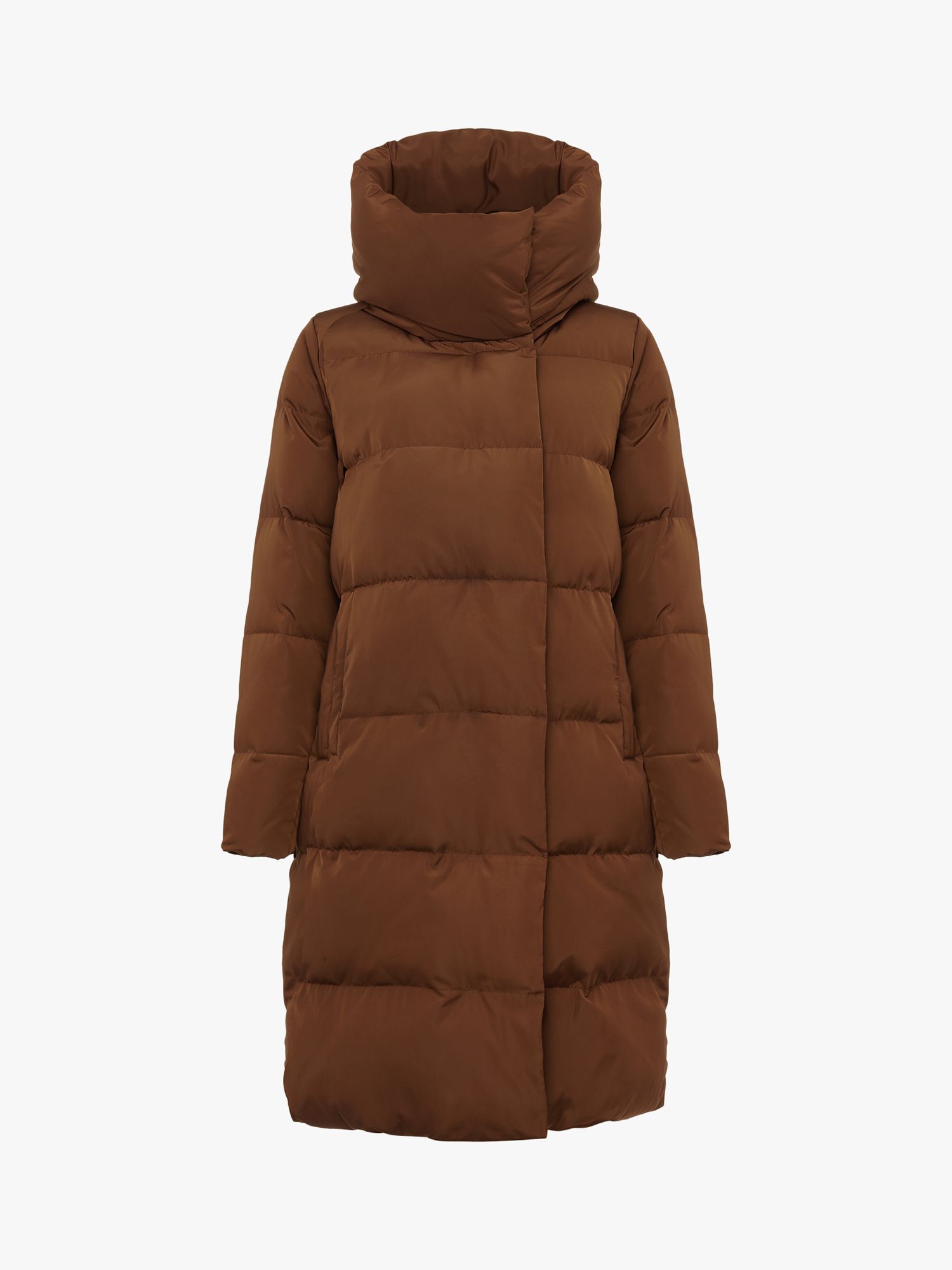 Hobbs Heather Mid Length Puffer Jacket, Toffee Brown at John Lewis ...