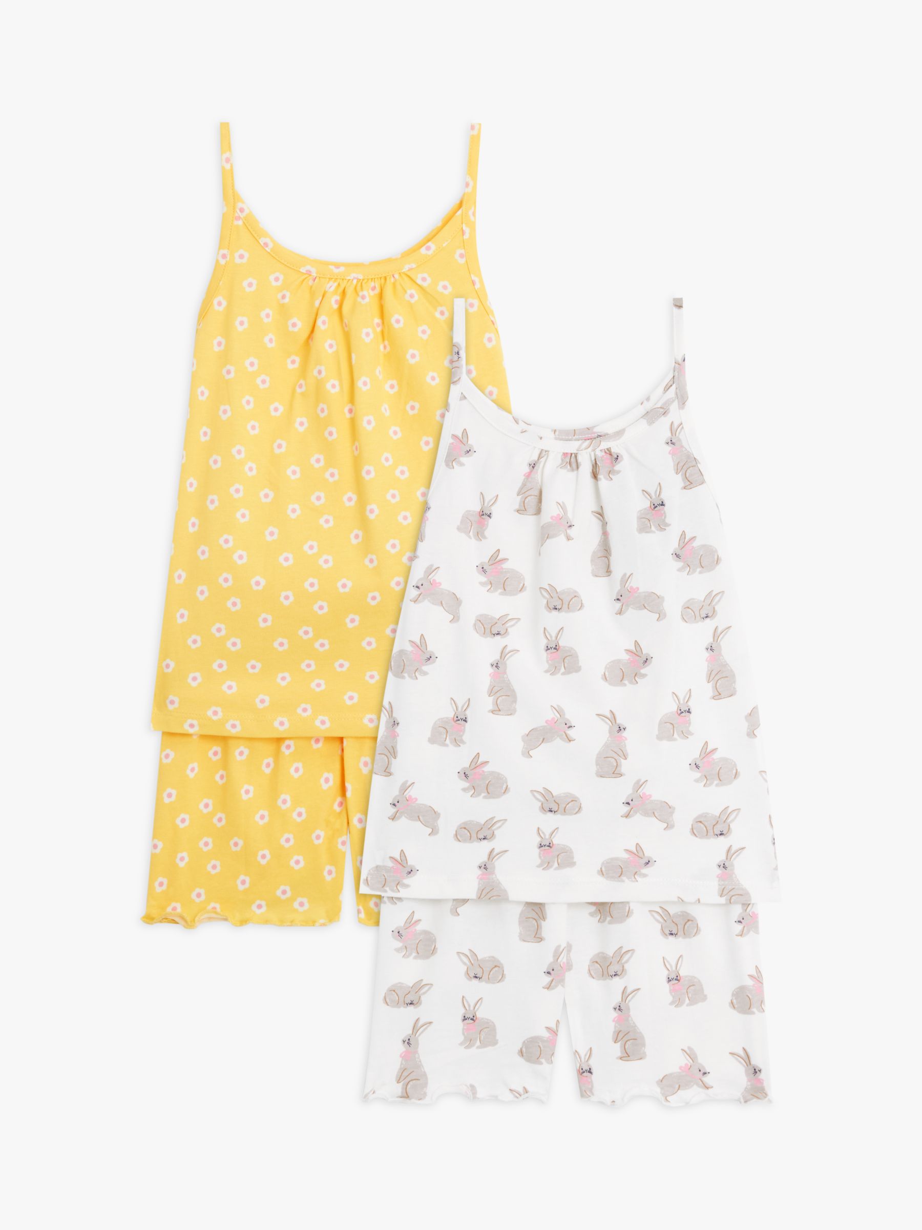 John Lewis Kids' Sleeveless Floral & Bunny Pyjamas, Set of 2, Multi