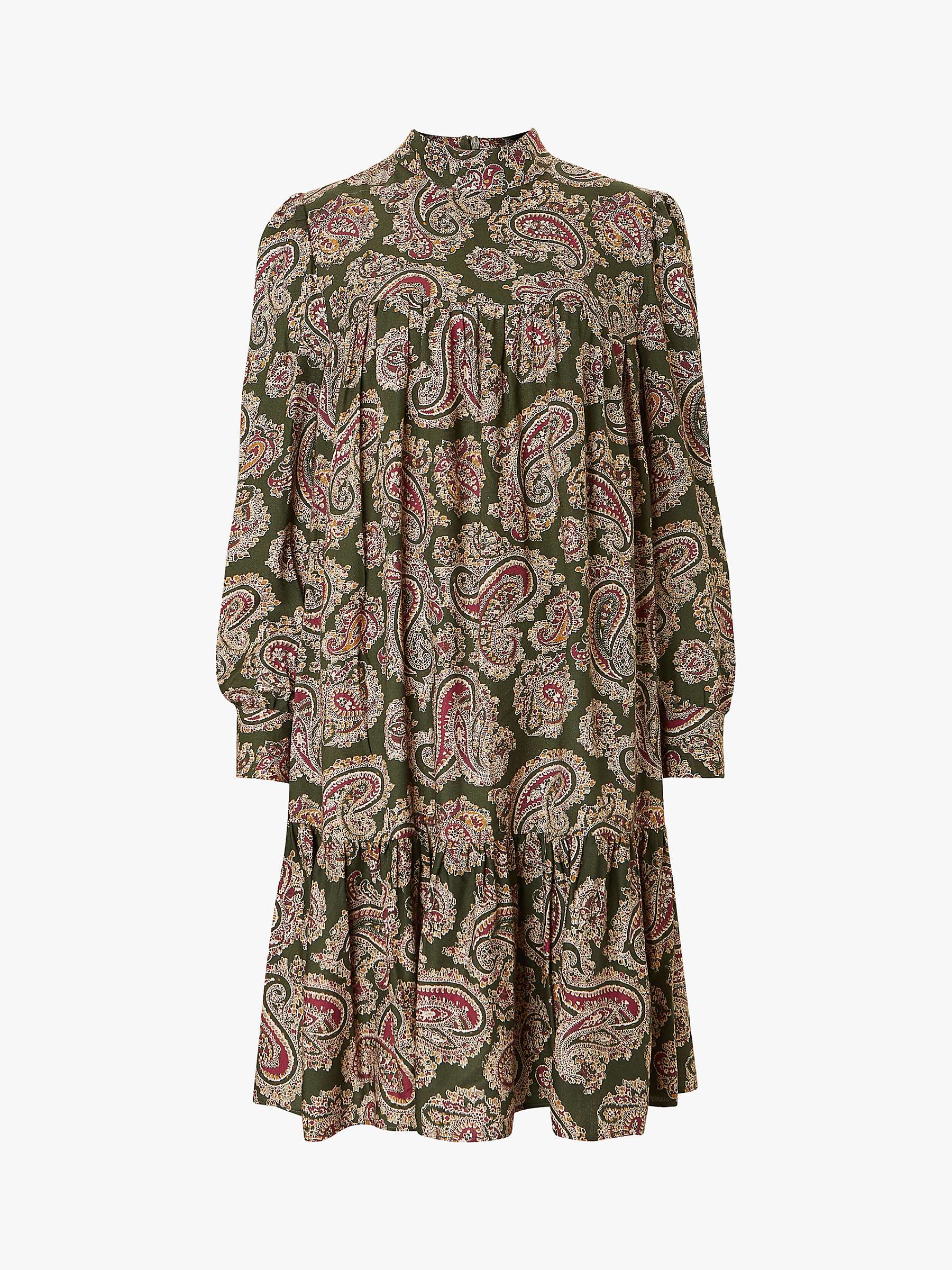 Buy Baukjen Regina Paisley Print Smock Dress, Khaki Online at johnlewis.com