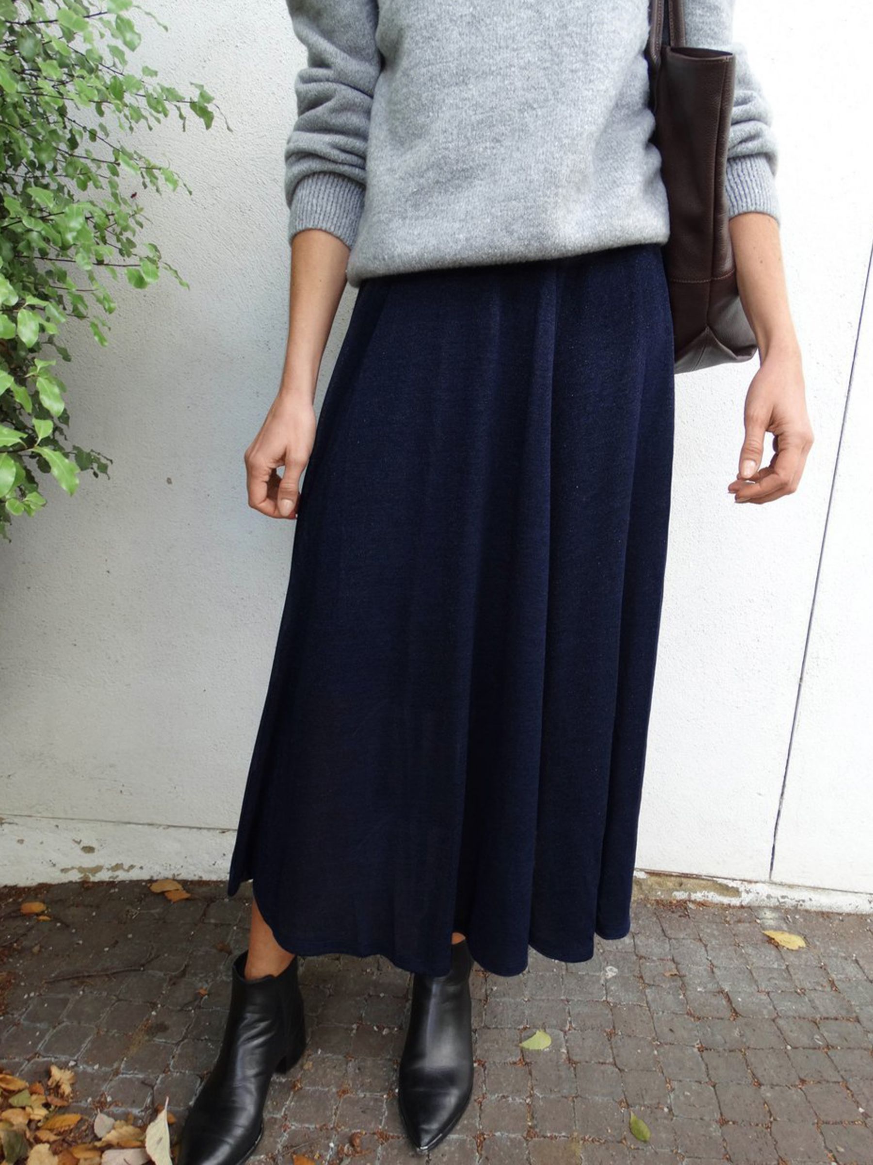 Baukjen Arna Midi Skirt, Navy Shimmer at John Lewis & Partners