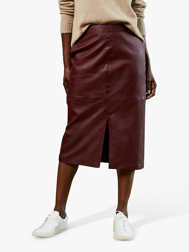 Baukjen Carmen Leather Midi Skirt, Redwood