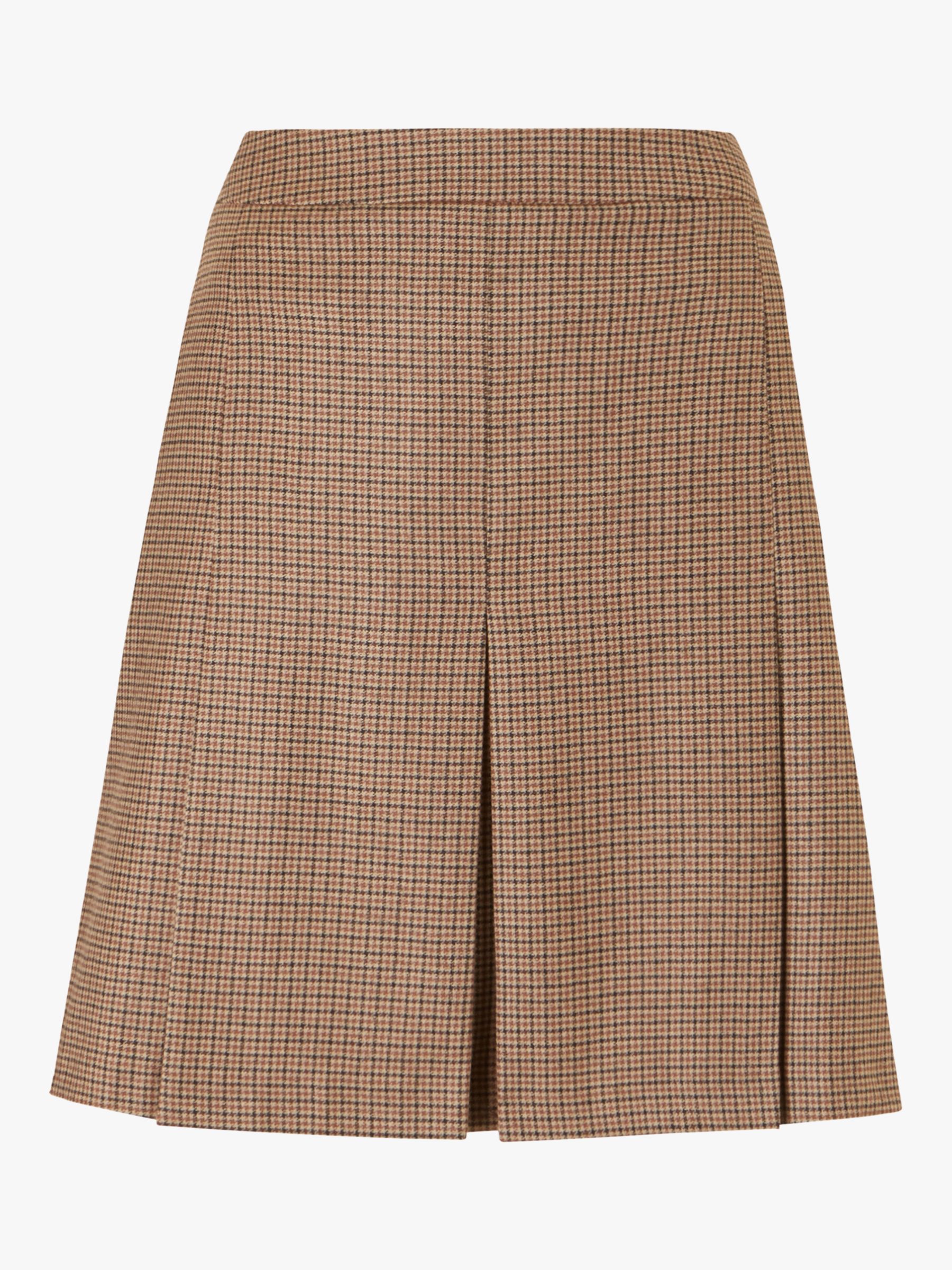 Baukjen Niki Check A-Line Skirt, Brown/Multi at John Lewis & Partners