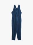 White Stuff Cross Front Jersey Dungarees, Mid Denim
