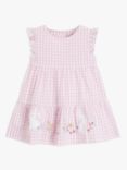 John Lewis Baby Gingham Bunny Dress, Pink