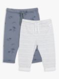 John Lewis & Partners Baby Turtle Stripe Joggers, Pack of 2, Blue