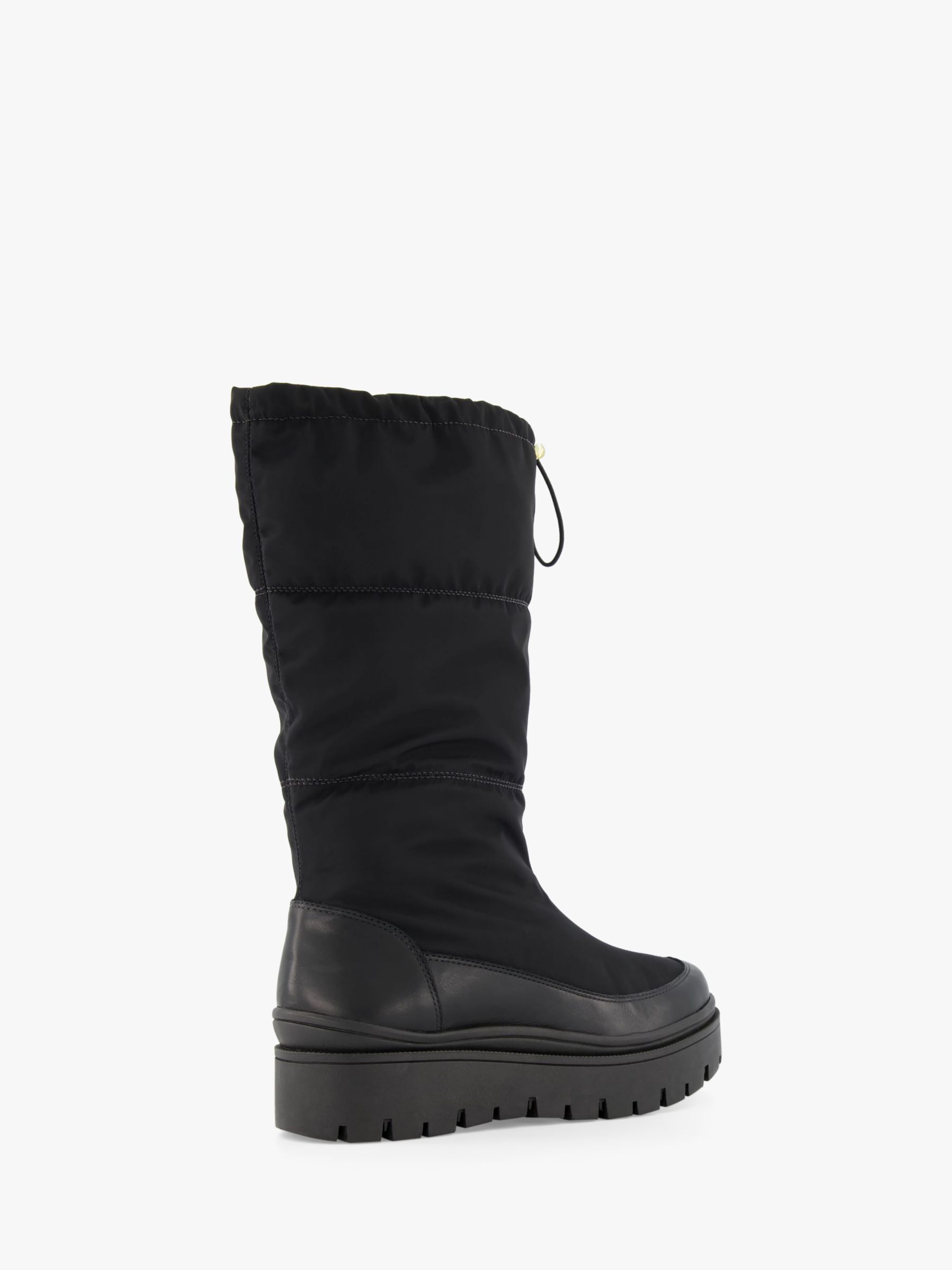 Dune Remmie Leather Fabric Calf Boots, Black at John Lewis & Partners