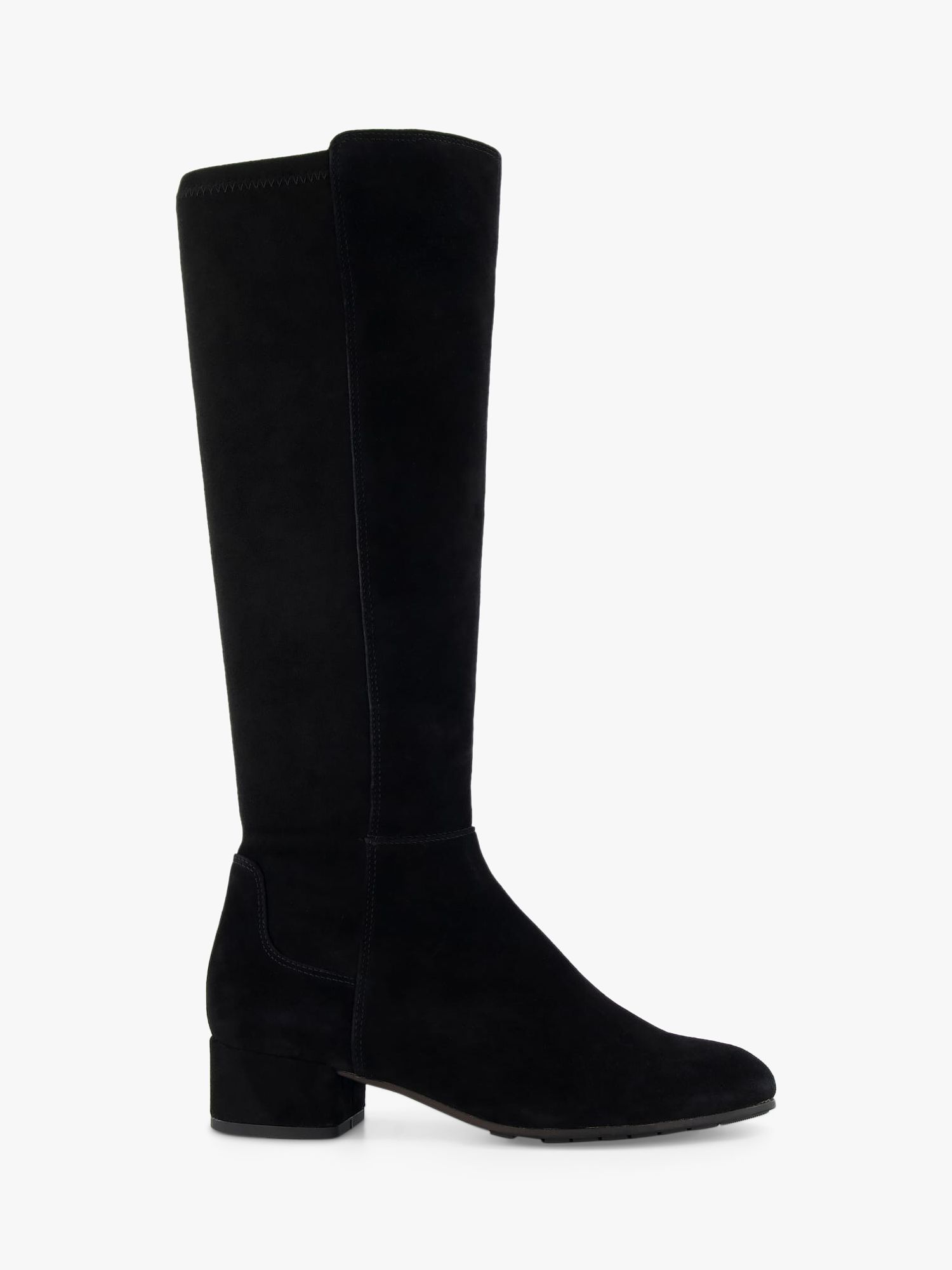 Dune Tayla Suede Knee High Boots, Black at John Lewis & Partners