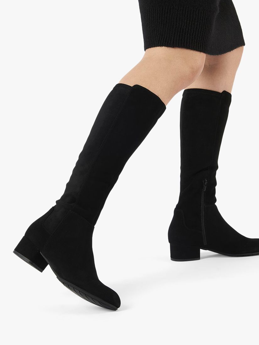 Dune Tayla Suede Knee High Boots, Black, 3