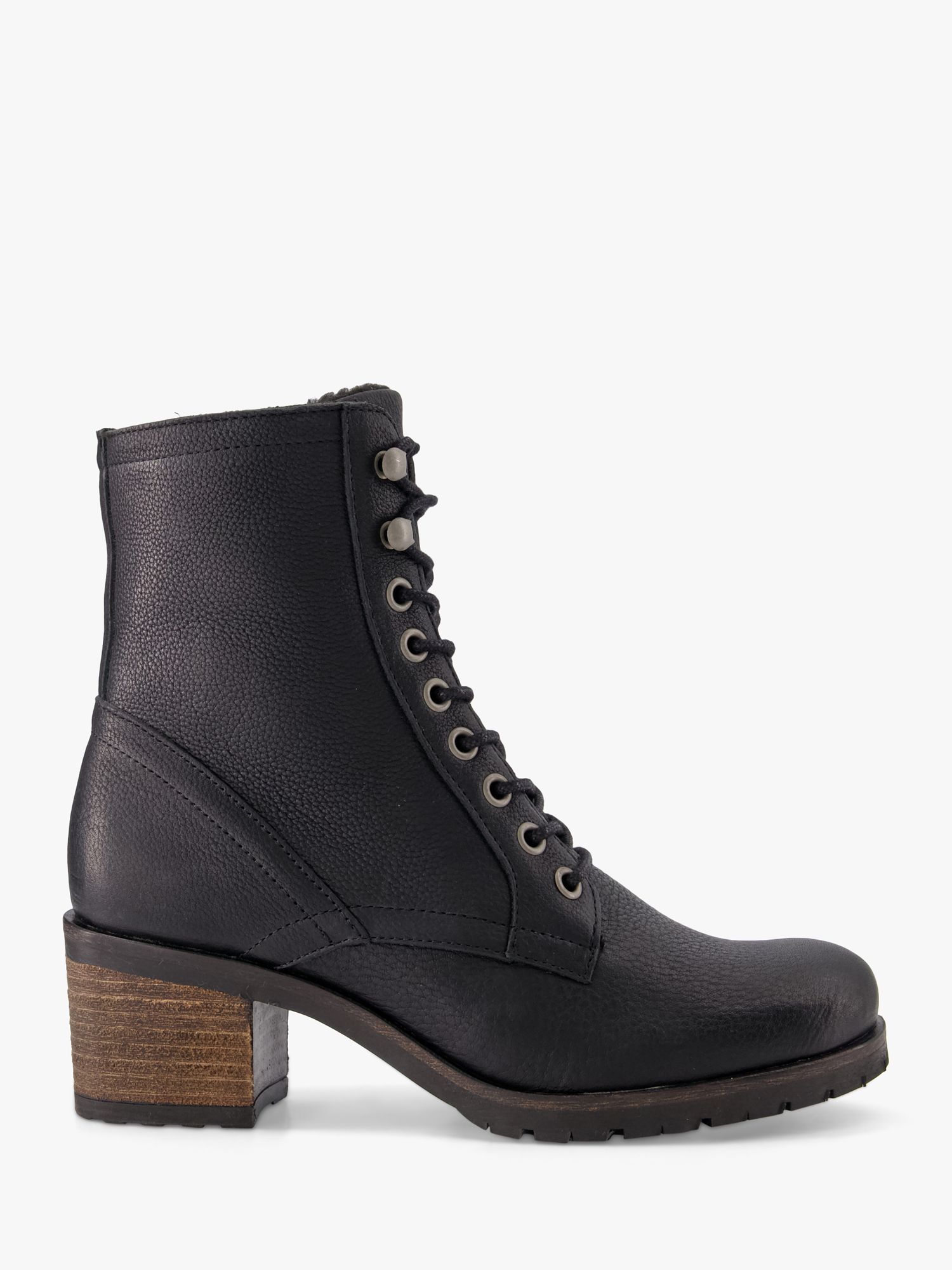 Dune Parson Leather Lace Up Ankle Boots, Black
