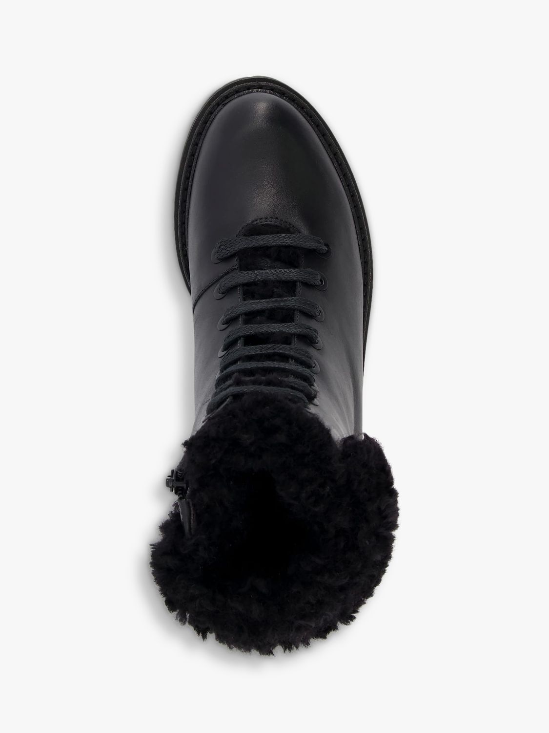 shearling trim lace up ankle boots