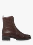 Dune Wide Fit Prestone Leather Cleated Sole Lace-Up Boots, Brown