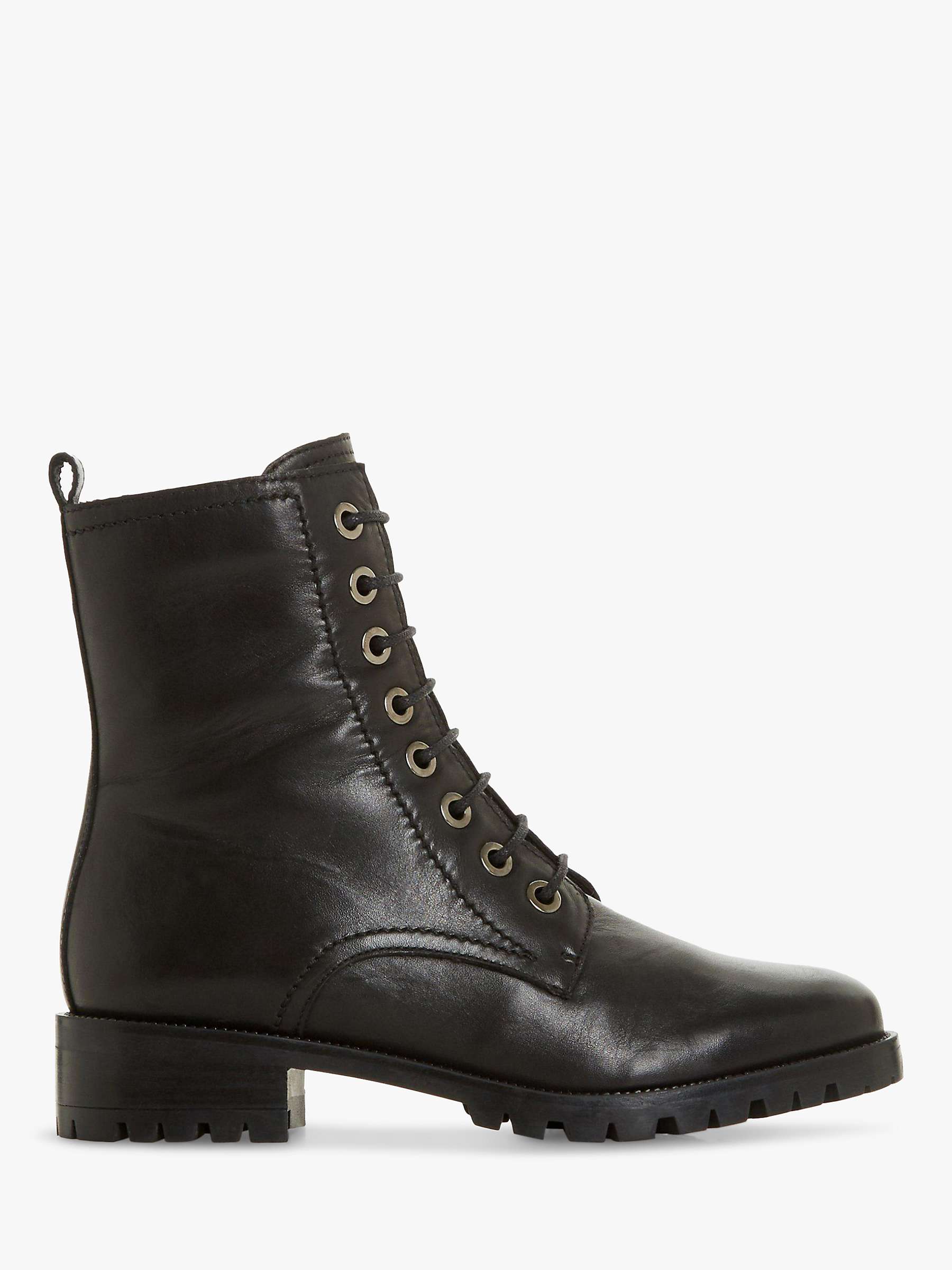 Buy Dune Wide Fit Prestone Leather Cleated Sole Lace-Up Boots, Black Online at johnlewis.com