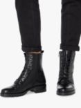 Dune Wide Fit Prestone Leather Cleated Sole Lace-Up Boots, Black