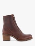 Dune Parson Leather Lace Up Heeled Ankle Boots, Brown