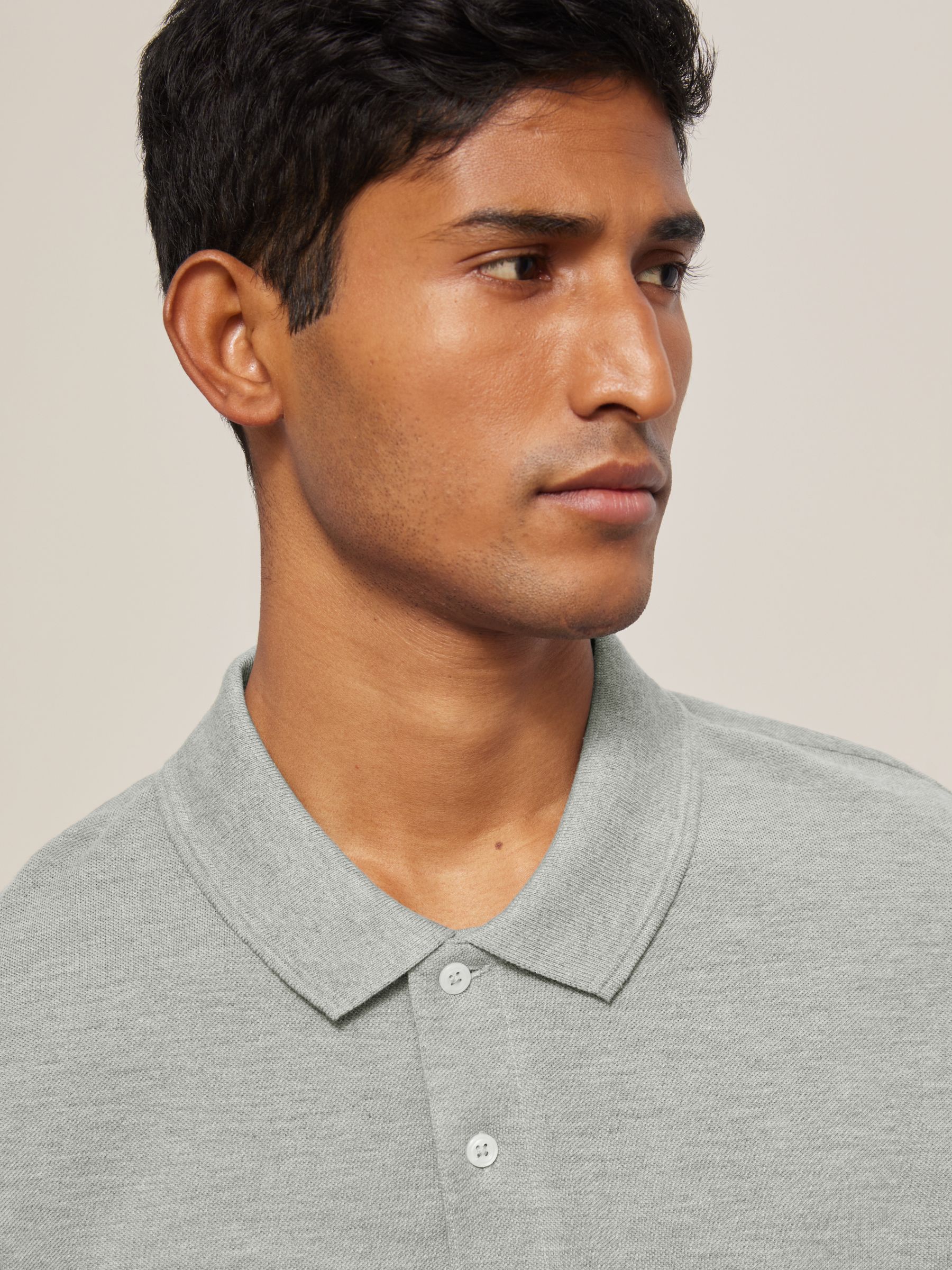 John Lewis Supima Cotton Jersey Polo Shirt, Grey Melange at John Lewis &  Partners