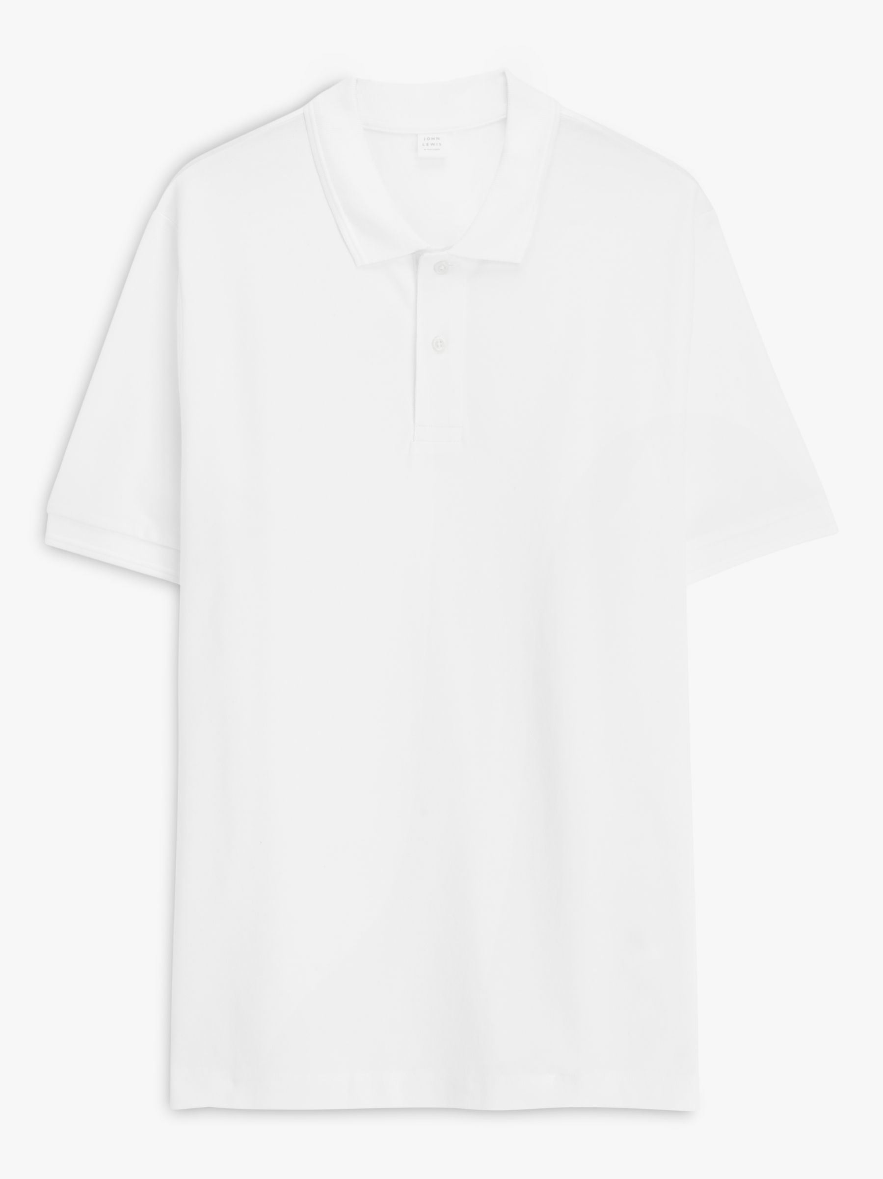 John Lewis Supima Cotton Jersey Polo Shirt, White, S