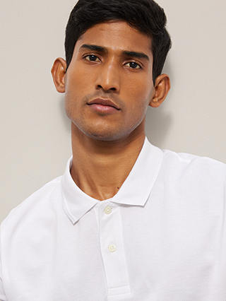 John Lewis Supima Cotton Jersey Polo Shirt, White