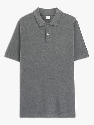John Lewis Supima Cotton Jersey Polo Shirt, Charcoal Melange