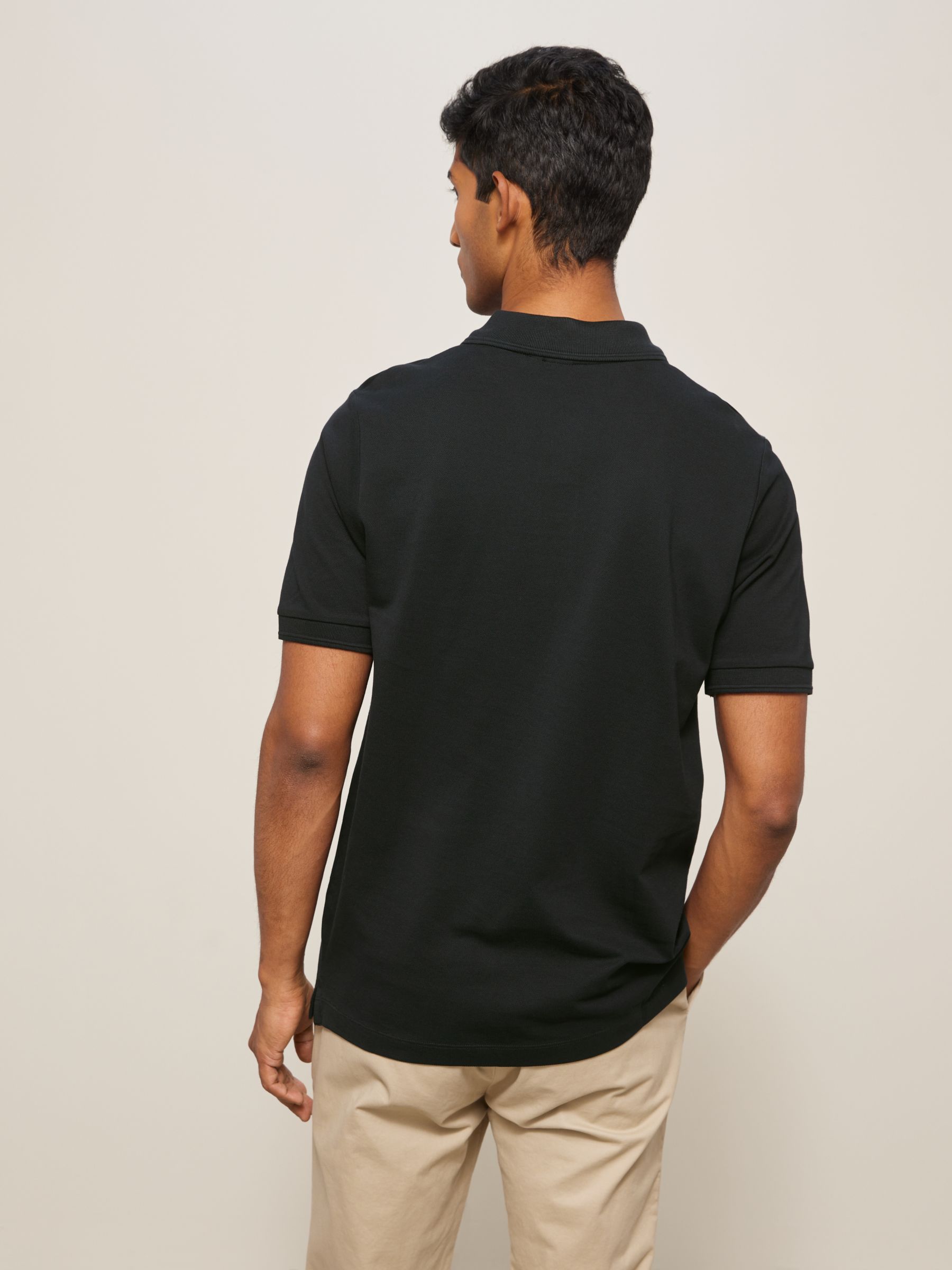 John Lewis Supima Cotton Jersey Polo Shirt, Black, S