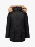 BOSS Osias Faux Fur Trim Hooded Coat, Black