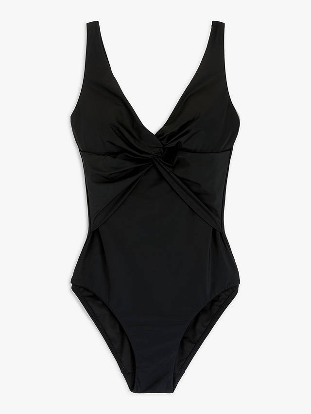 John Lewis Plain Twist Front Swimsuit, Black at John Lewis & Partners