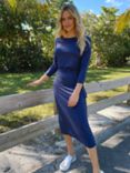 Sosandar Plain Belted Midi Dress, Blue