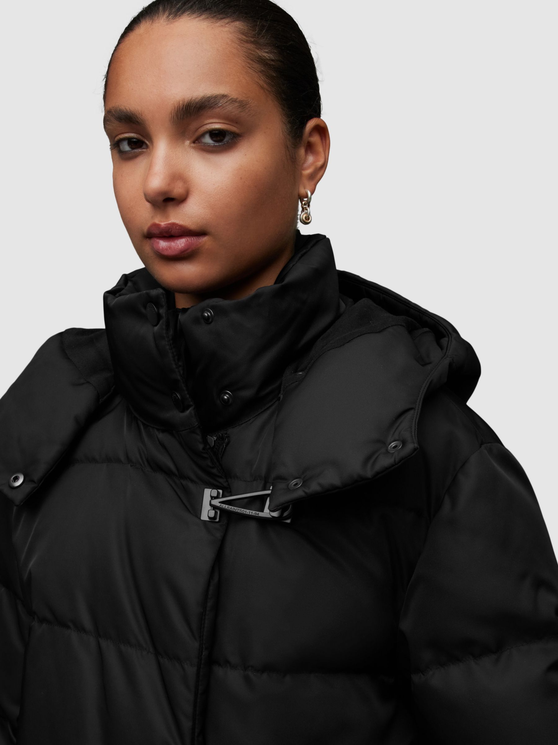 Allana Oversized Long Quilt Puffer Coat Black