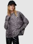 AllSaints Rita Leopard Print Top, Grey