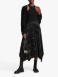 AllSaints Phia Snake Print Midi Skirt, Black