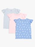 John Lewis & Partners Kids' Bunny/Plain/Stripe T-Shirts, Pack of 3, Multi